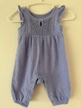 Old Navy Purple Knit Baby Romper with Logo Detail